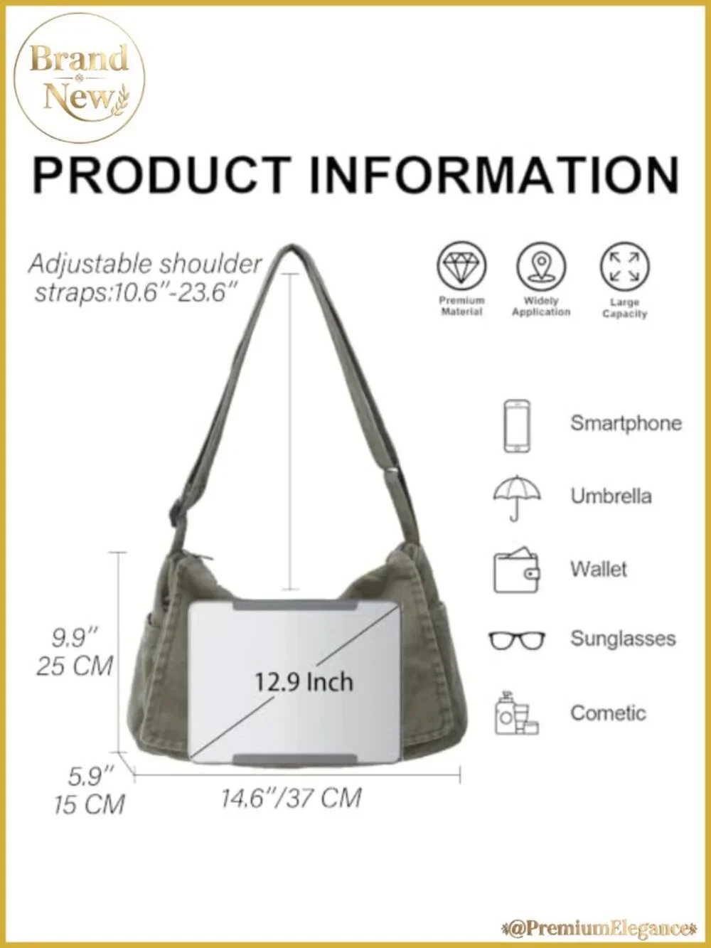 Large Canvas Messenger Bag Satchel Crossbody Tote for Women Men
